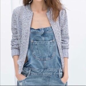 LC Lauren Conrad Blue Lace Zip Up Bomber Jacket 4